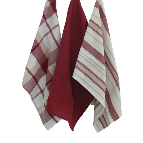 Geschirrtuch-Set Baumwolle Rot/Weiss – Bild 2