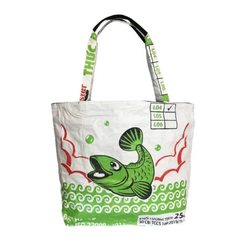 Upcycling Shopper XL - Fisch grün