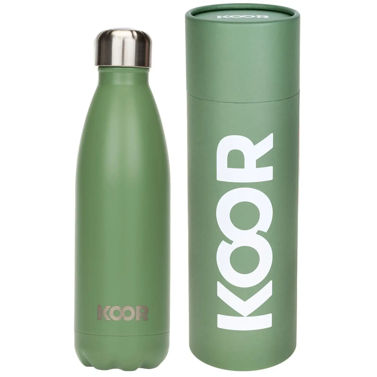 KOOR Edelstahl Thermosflasche, 500 ml Oliva