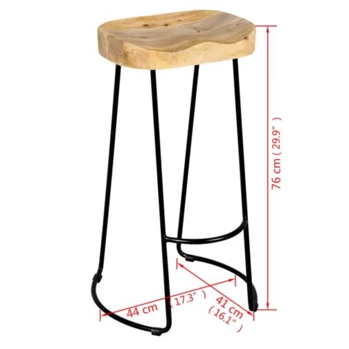 Barhocker Mango Massivholz, 2 Stk. – Bild 6