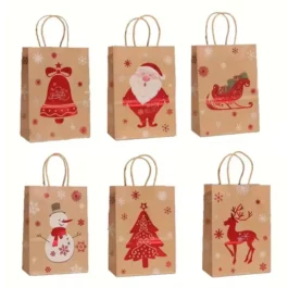 Geschenktüten Weihnachten Kraftpapier, 12 Stk.
