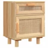 Nachttisch Massivholz Kiefer und Rattan