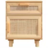 Nachttisch Massivholz Kiefer und Rattan – Bild 2
