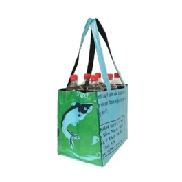 Upcycling Flaschenträger Fisch Blau / Grün