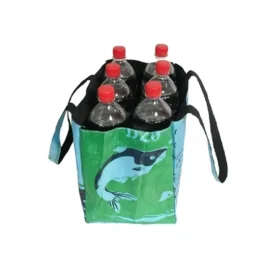 Upcycling Flaschenträger Fisch Blau / Grün