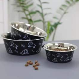 Edelstahl Futternapf für Hunde, Schwarz