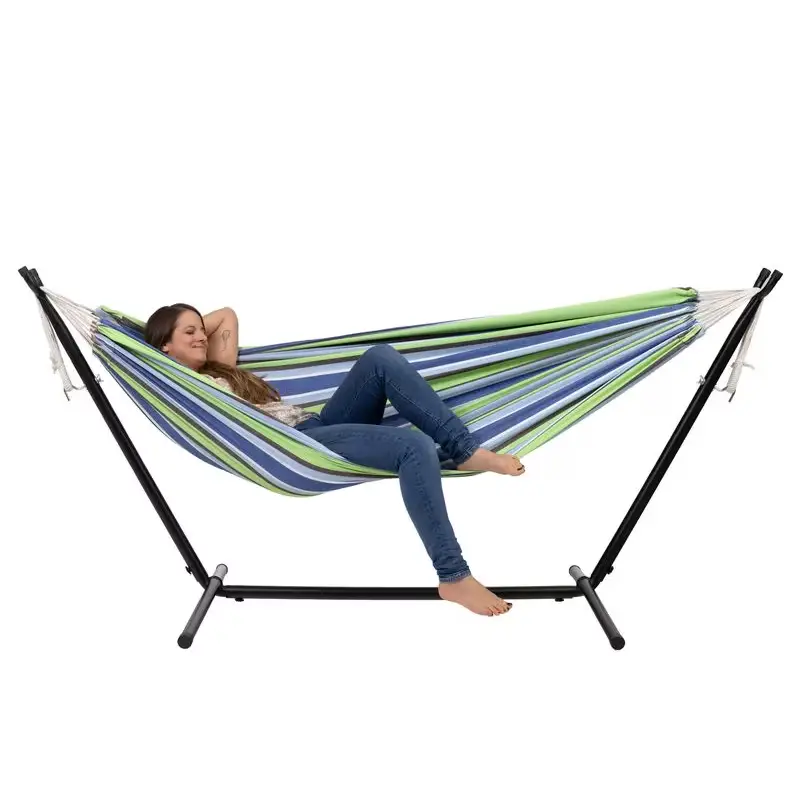 Doppelhängematte mit Gestell Blau / Grün