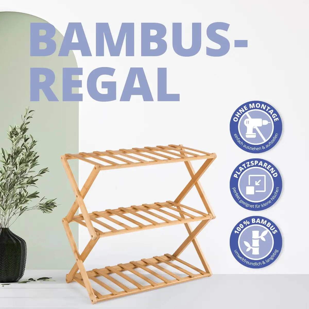 Klappbares Bambus Regal – Bild 3