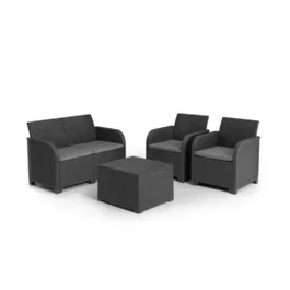 Rosalie Set, 1 Tisch, 2 Sessel + 1 Sofa, Graphite