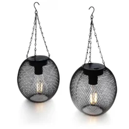 LED-Hängeleuchte, Solar LED Schwarz, 2 Stück