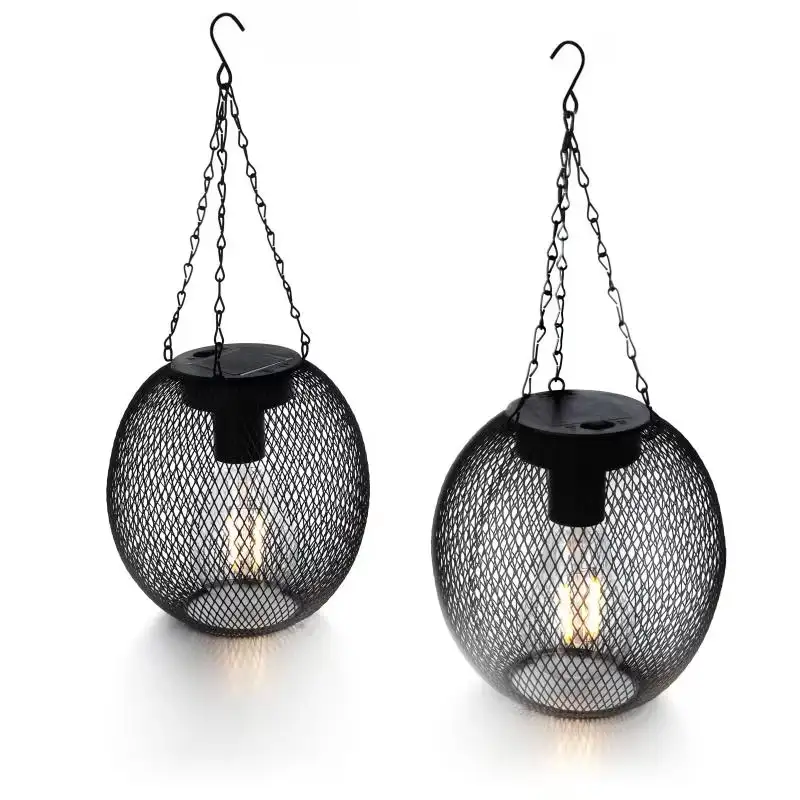 LED-Hängeleuchte, Solar LED Schwarz, 2 Stück
