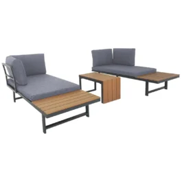 NORDIcated Garten Lounge Set 4 Plätze grau