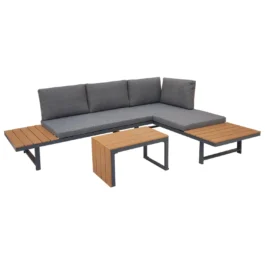 NORDIcated Garten Lounge Set 4 Plätze grau